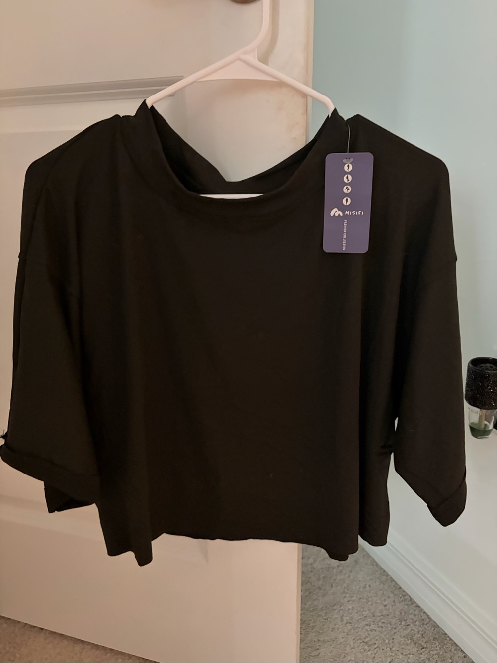 Black Boxy Short-Sleeve Top